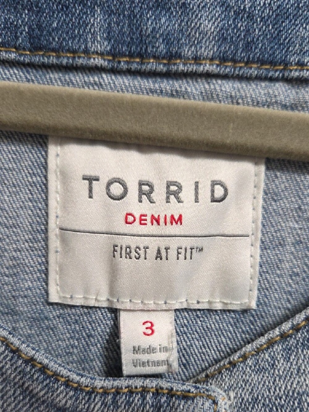 torrid Light Blue Collarless Slightly Distressed Denim Jacket - Picture 5 of 7
